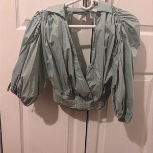 Women's Puff Sleeve Top - Green